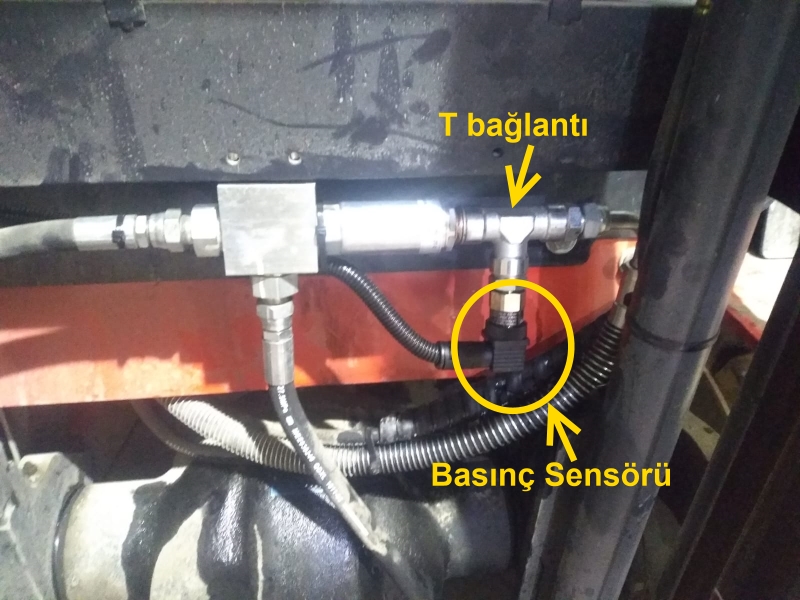 Forkliftte sensör montaj örneği